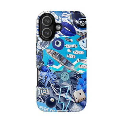 Eclectic Blue Collage Tough Phone Case