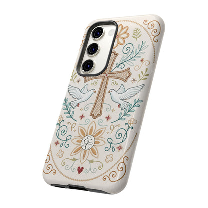Christian Cross and Doves Tough Phone Case
