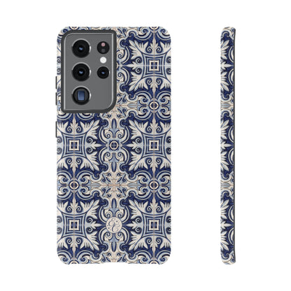 Mediterranean Floral Ceramic Pattern Tough Phone Case