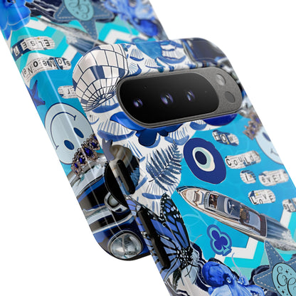 Eclectic Blue Collage Tough Phone Case