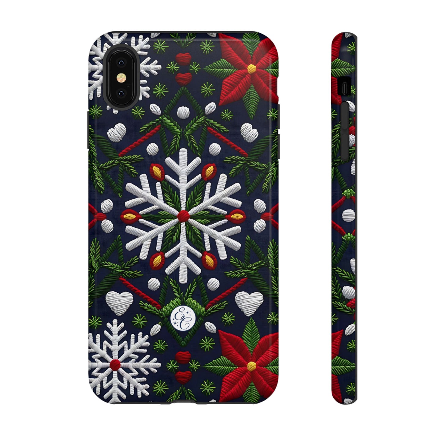 Snowflakes and Poinsettias Tough Phone Case