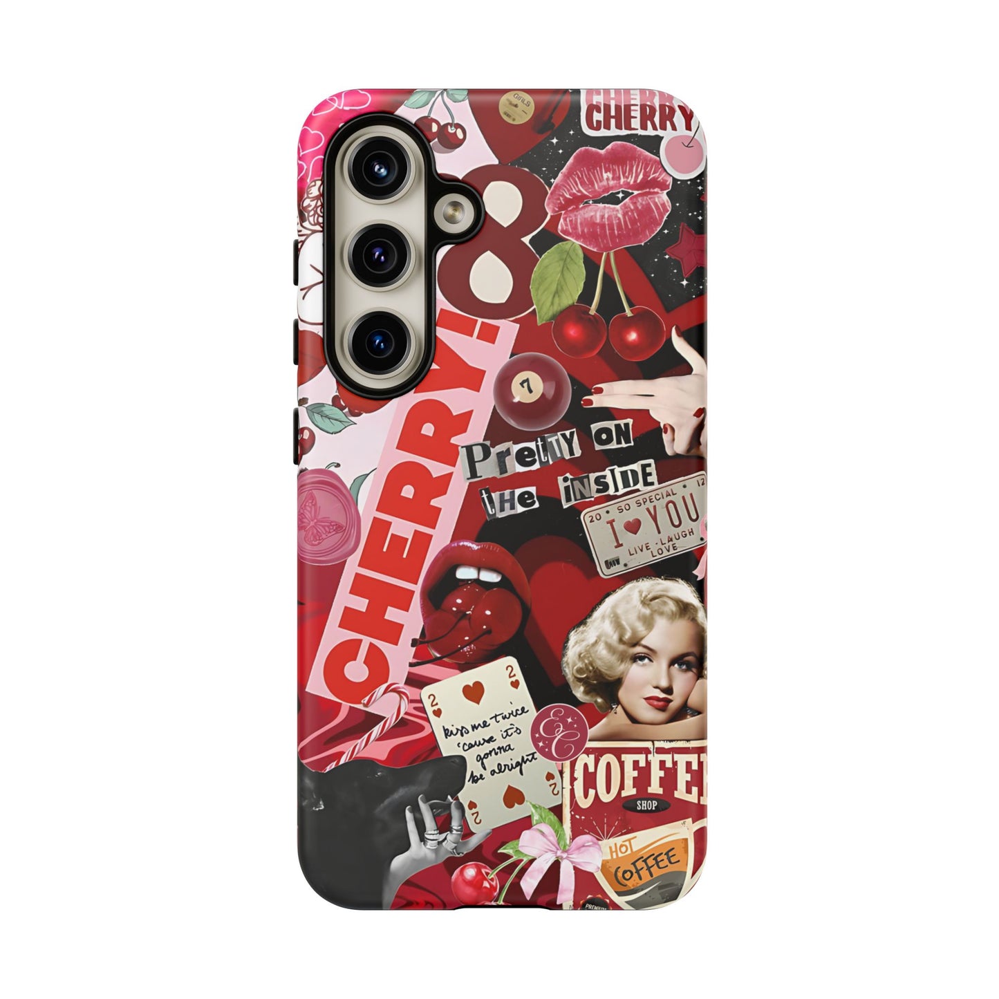 Cherry Theme Retro Collage Tough Phone Case