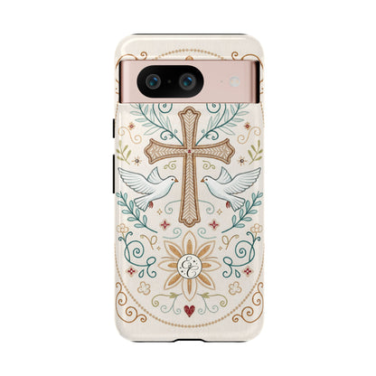Christian Cross and Doves Tough Phone Case