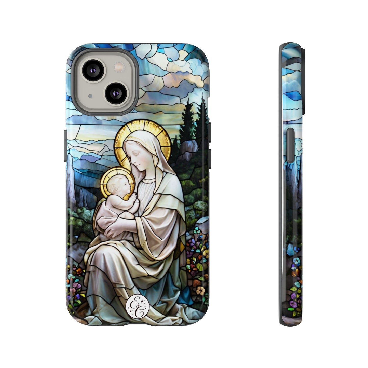 Virgin Mary with Baby Jesus Stained Glass Tough Phone Case
