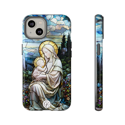 Virgin Mary with Baby Jesus Stained Glass Tough Phone Case