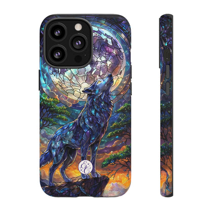 Moonlit Wolf Stained Glass Halloween Phone Case