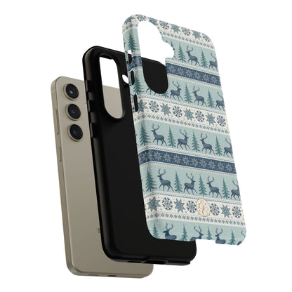 Blue Winter Reindeer Tough Phone Case