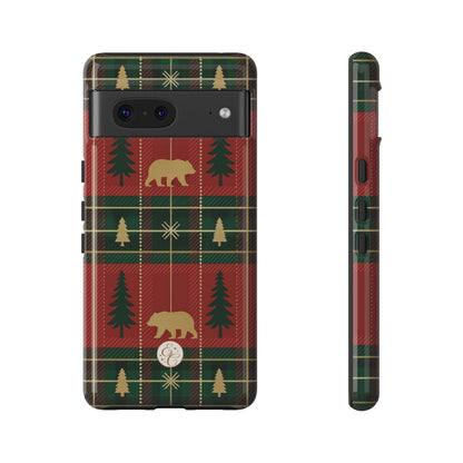 Christmas Bear Plaid Tough Phone Case