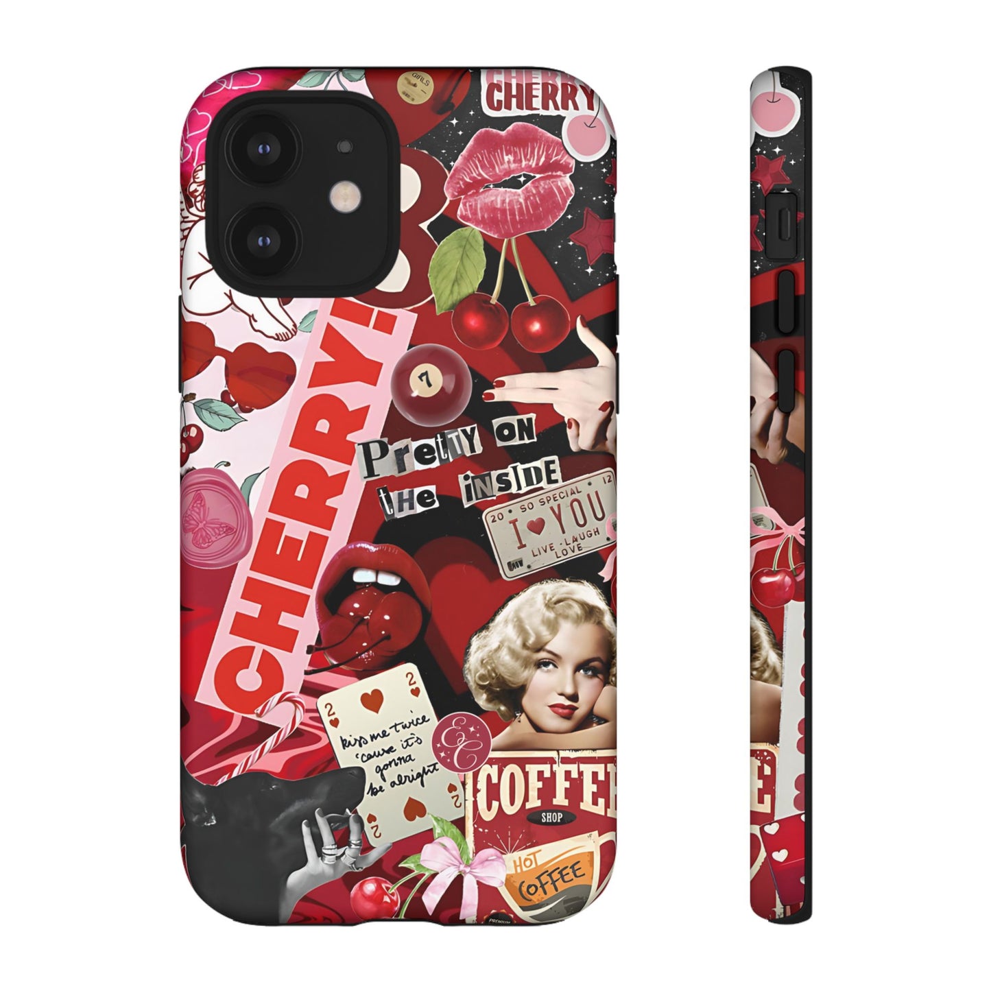 Cherry Theme Retro Collage Tough Phone Case