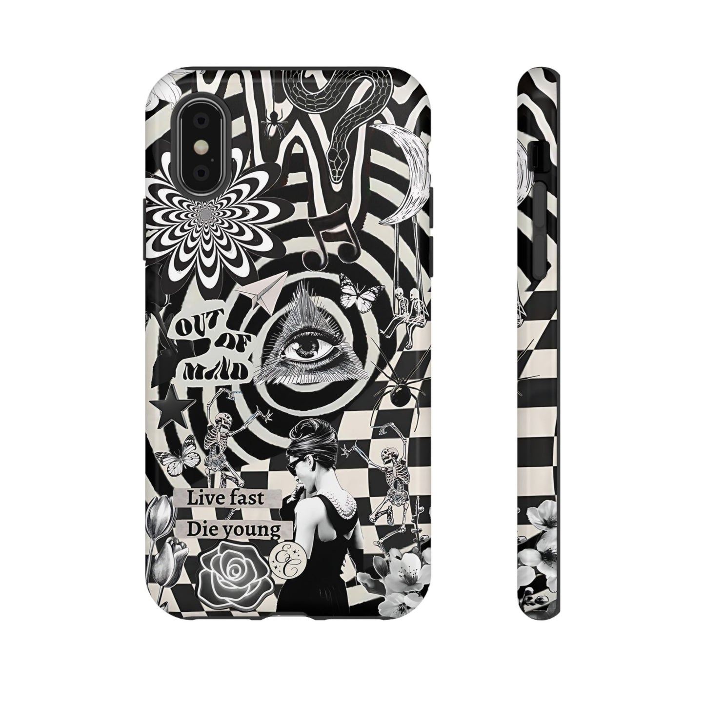 Black and White Psychedelic Art Tough Phone Case