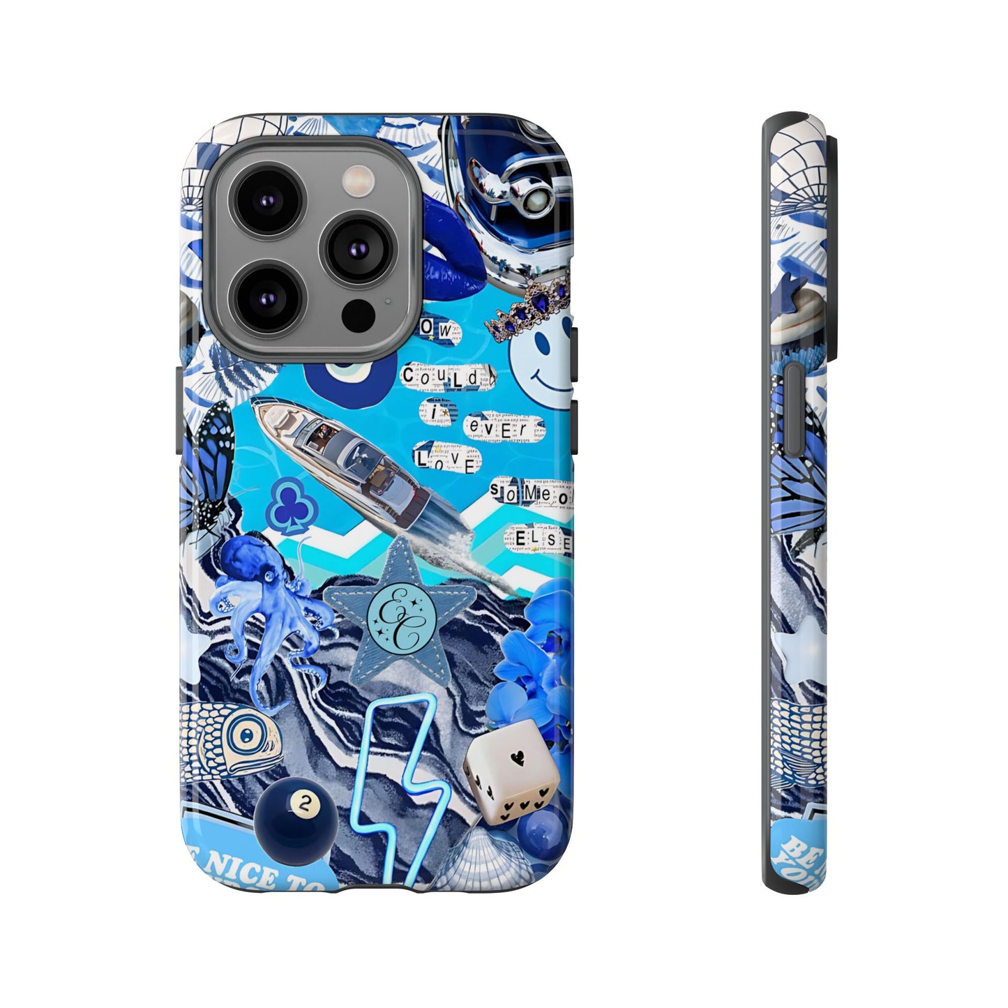 Eclectic Blue Collage Tough Phone Case