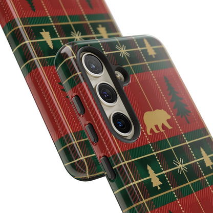 Christmas Bear Plaid Tough Phone Case