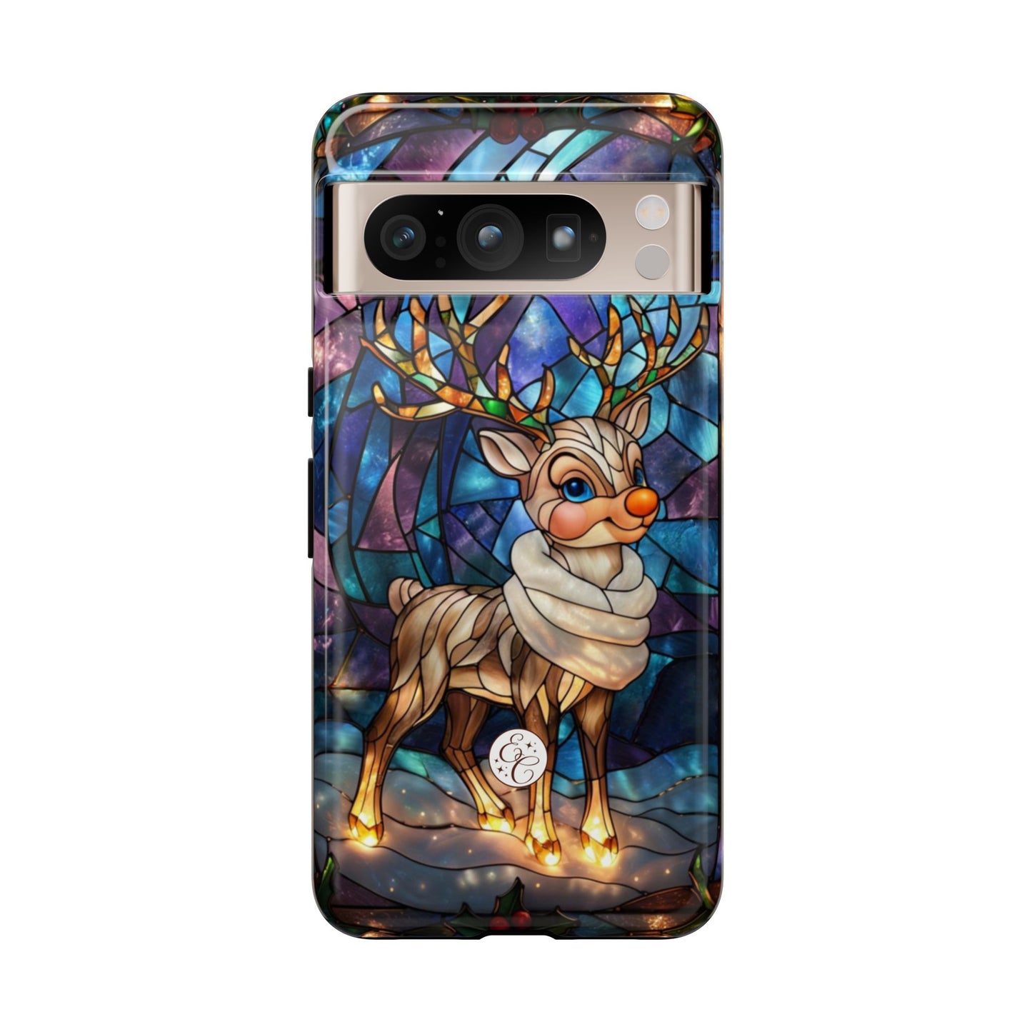 Cute Reindeer Stained Glass Tough Phone Case