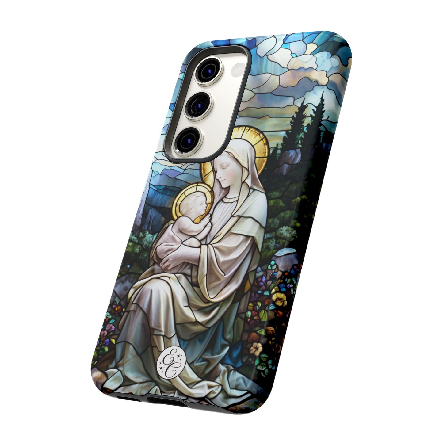 Virgin Mary with Baby Jesus Stained Glass Tough Phone Case