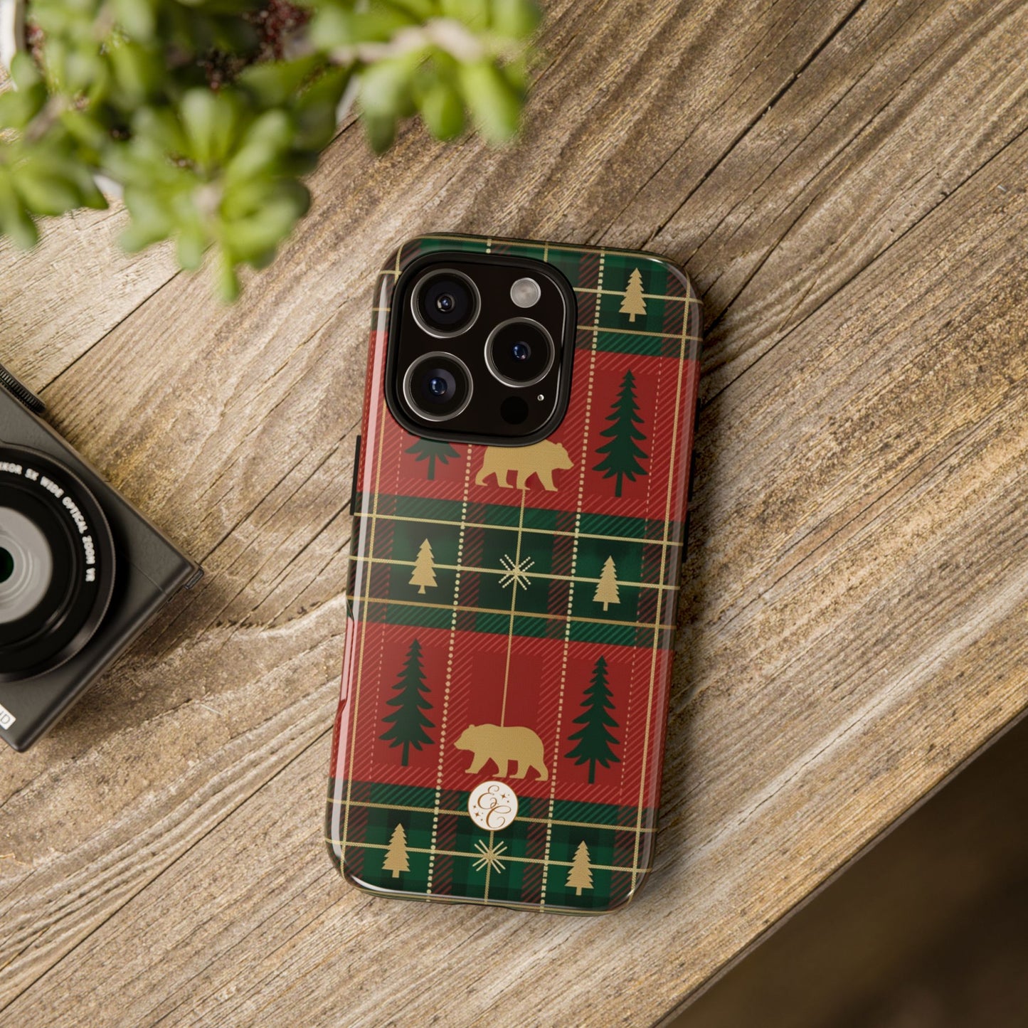 Christmas Bear Plaid Tough Phone Case