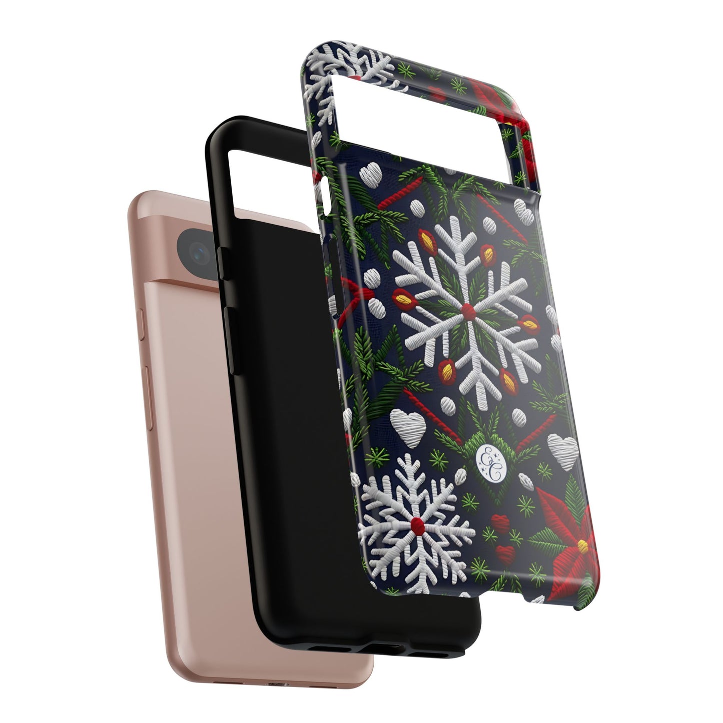 Snowflakes and Poinsettias Tough Phone Case