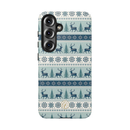 Blue Winter Reindeer Tough Phone Case