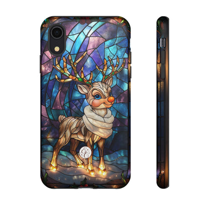 Cute Reindeer Stained Glass Tough Phone Case