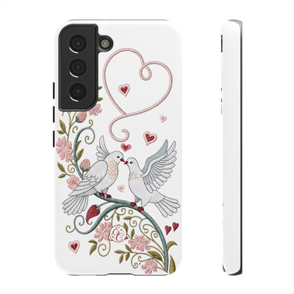 Romantic Love Birds Embroidery Tough Phone Case