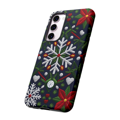 Snowflakes and Poinsettias Tough Phone Case