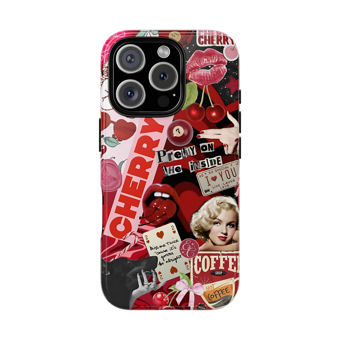 Cherry Theme Retro Collage Tough Phone Case