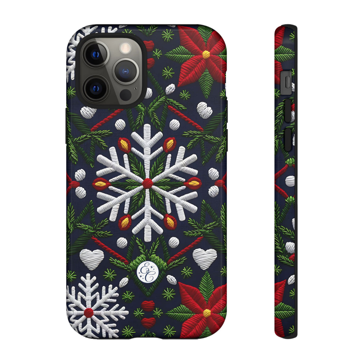 Snowflakes and Poinsettias Phone Case