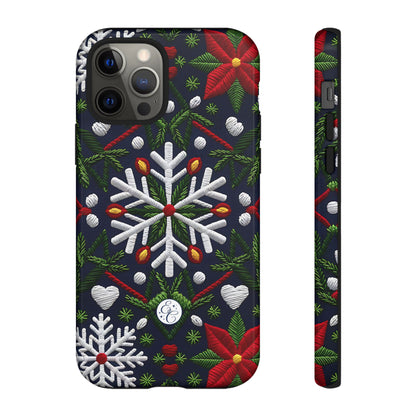 Snowflakes and Poinsettias Phone Case