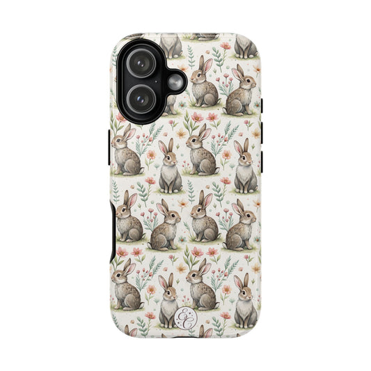 Vintage Rabbit Watercolor Pattern Tough Phone Case