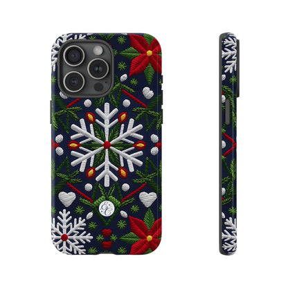 Snowflakes and Poinsettias Phone Case
