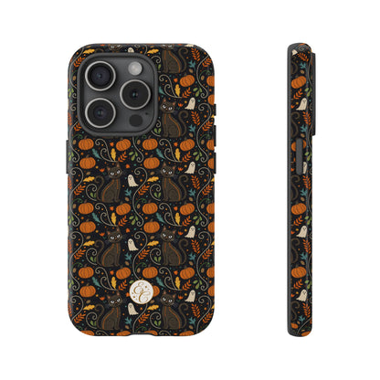 Boho Halloween Black Cat Pattern Tough Phone Case