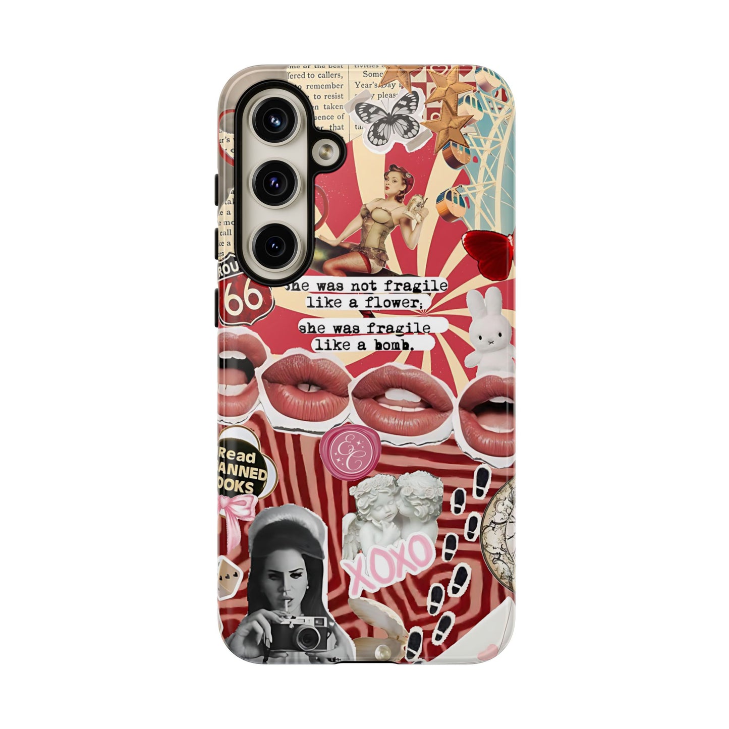 Feminine Aesthetic Retro Collage Tough Phone Case