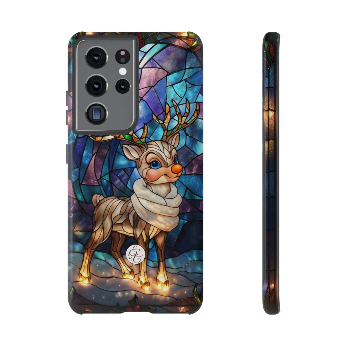 Cute Reindeer Stained Glass Tough Phone Case