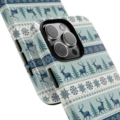 Blue Winter Reindeer Tough Phone Case