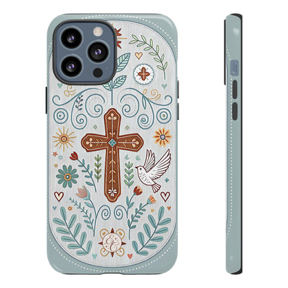 Christian Cross Floral Tough Phone Case