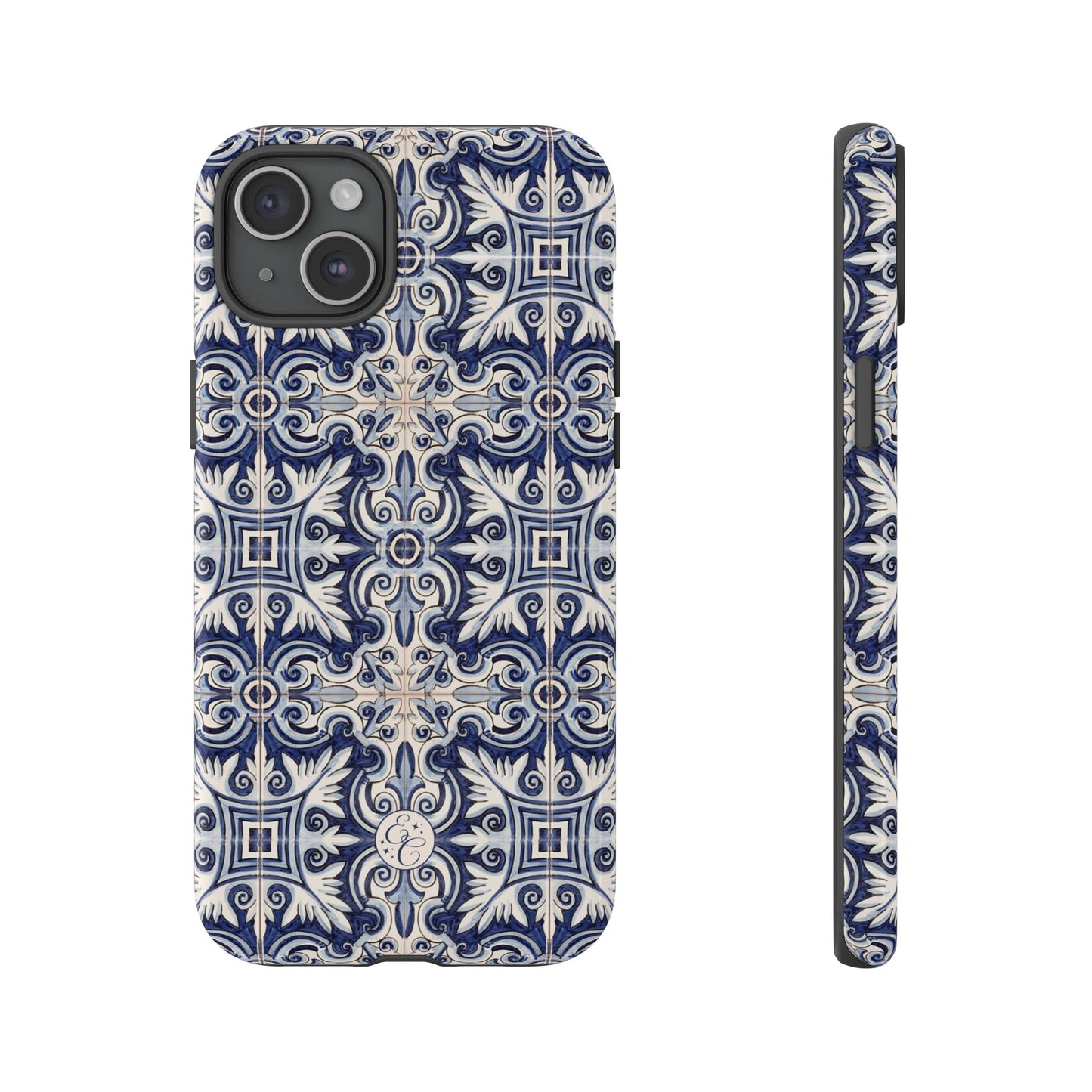 Mediterranean Floral Ceramic Pattern Tough Phone Case