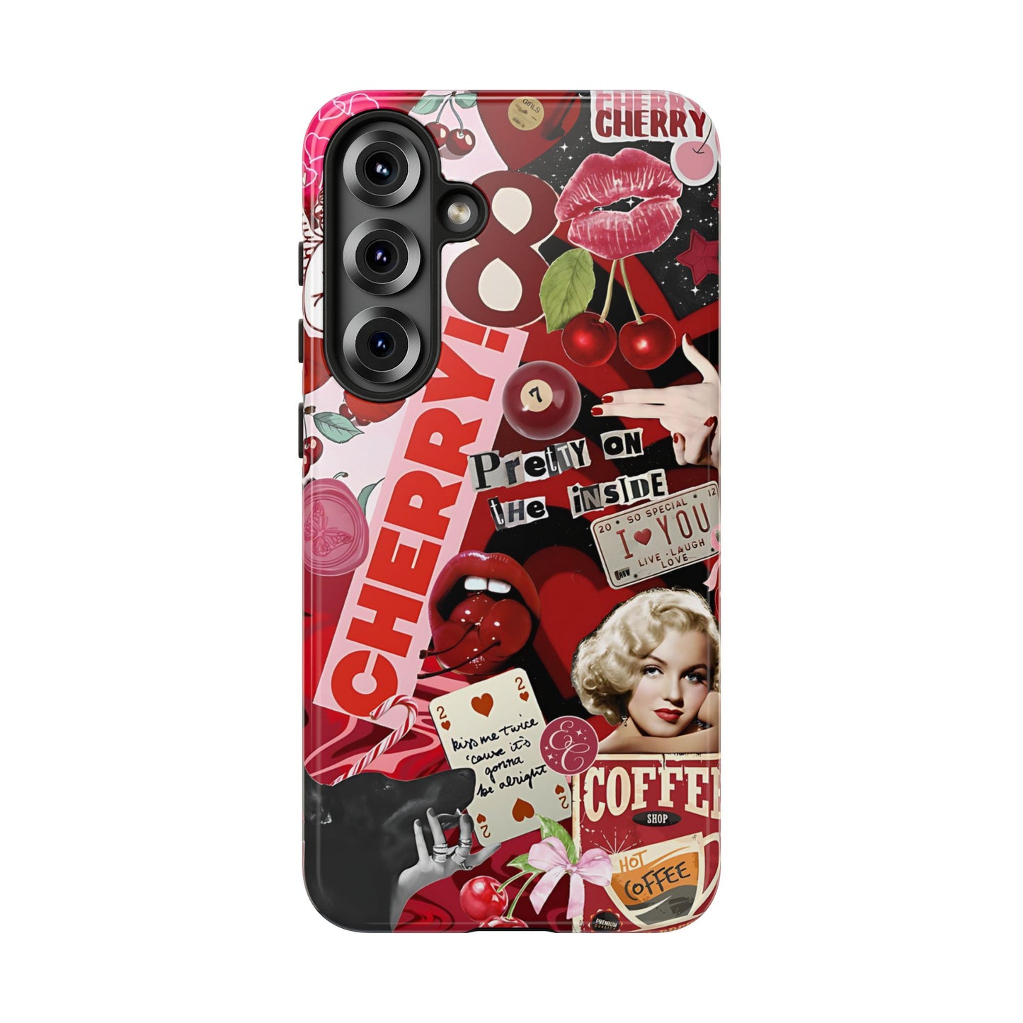 Cherry Theme Retro Collage Tough Phone Case