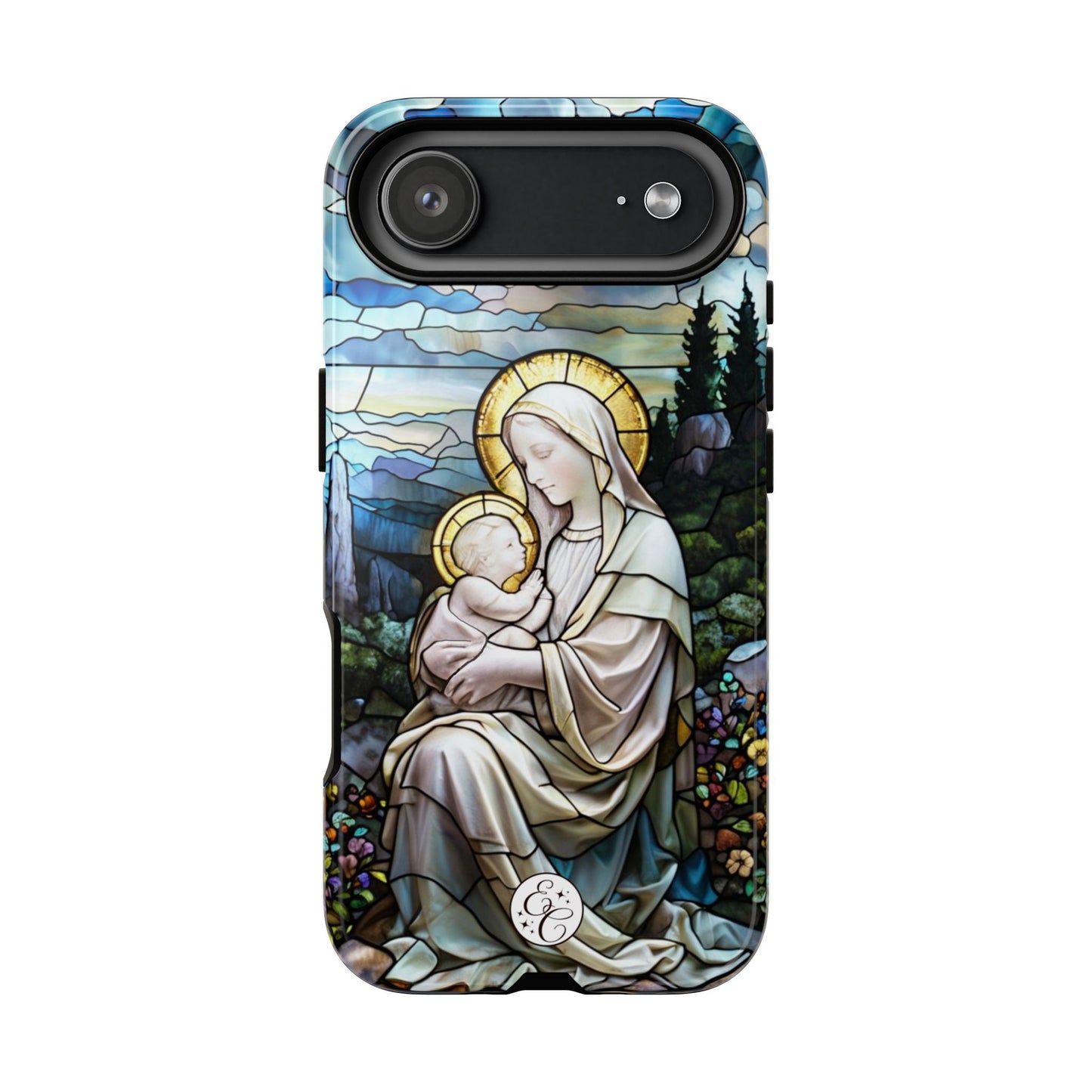 Virgin Mary with Baby Jesus Stained Glass Tough Phone Case