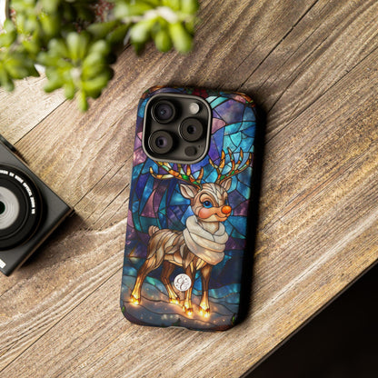 Cute Reindeer Stained Glass Tough Phone Case