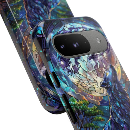 Moonlit Wolf Stained Glass Halloween Phone Case