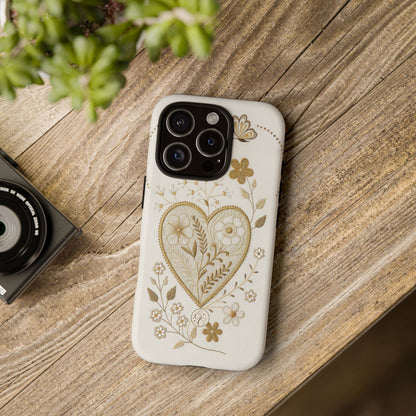 Floral Heart Design Tough Phone Case