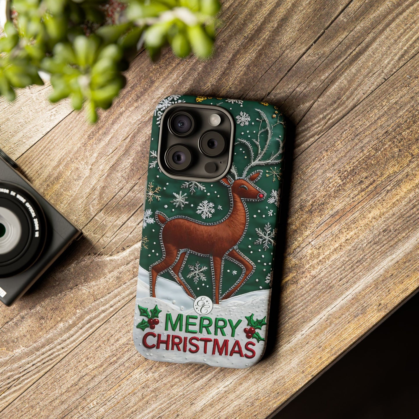 Merry Christmas Reindeer Tough Phone Case