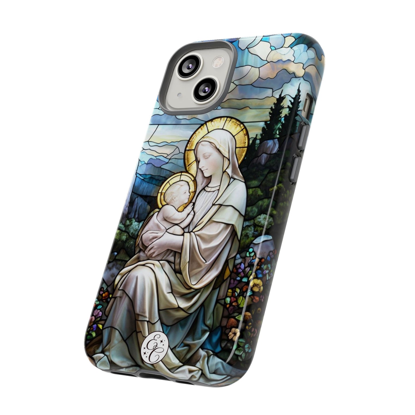 Virgin Mary with Baby Jesus Stained Glass Tough Phone Case