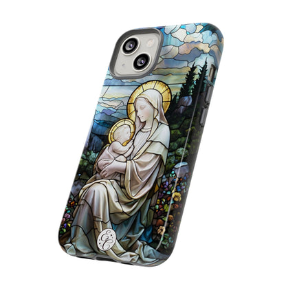 Virgin Mary with Baby Jesus Stained Glass Tough Phone Case