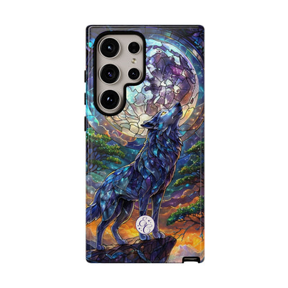 Moonlit Wolf Stained Glass Halloween Phone Case
