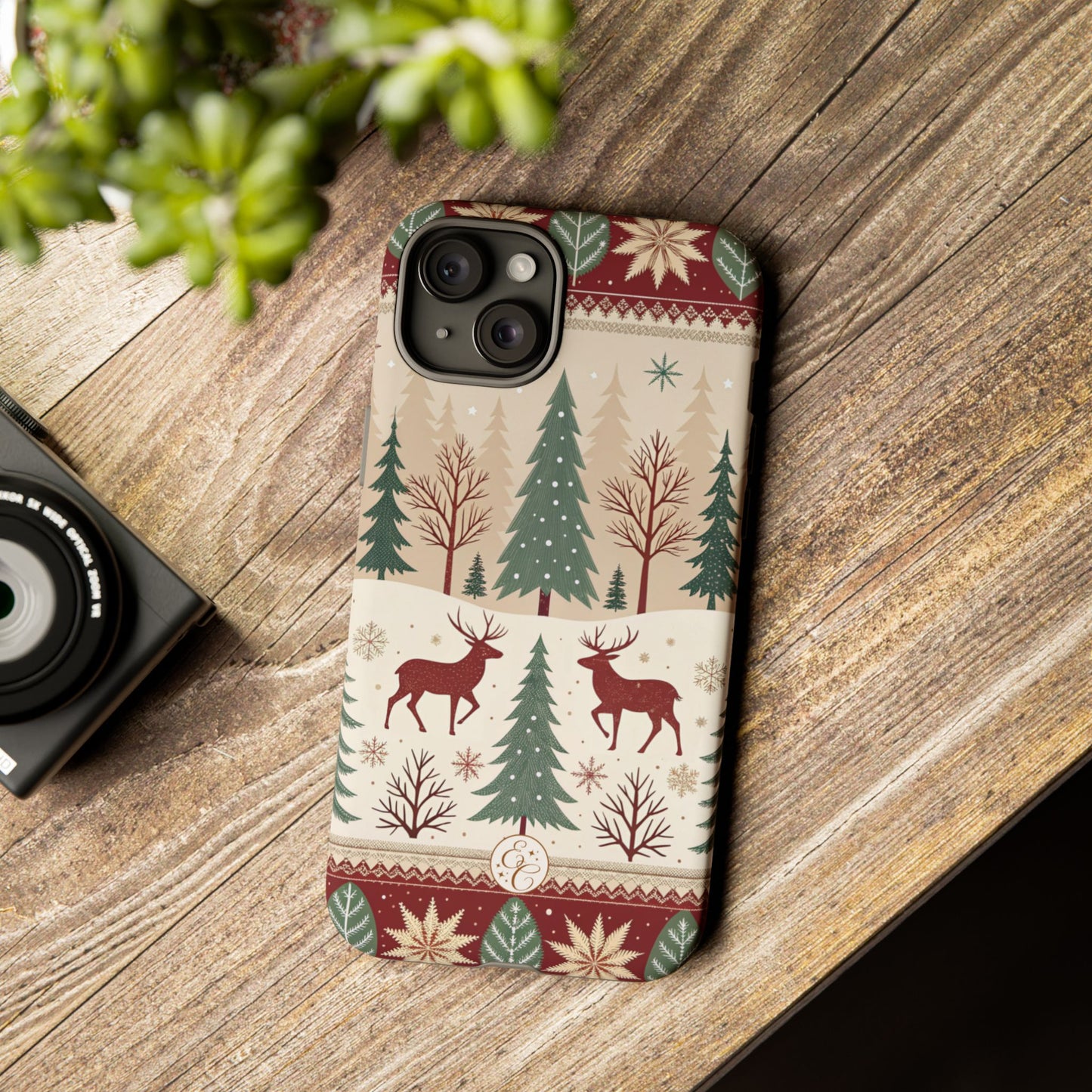 Vintage Christmas Reindeer Tough Phone Case