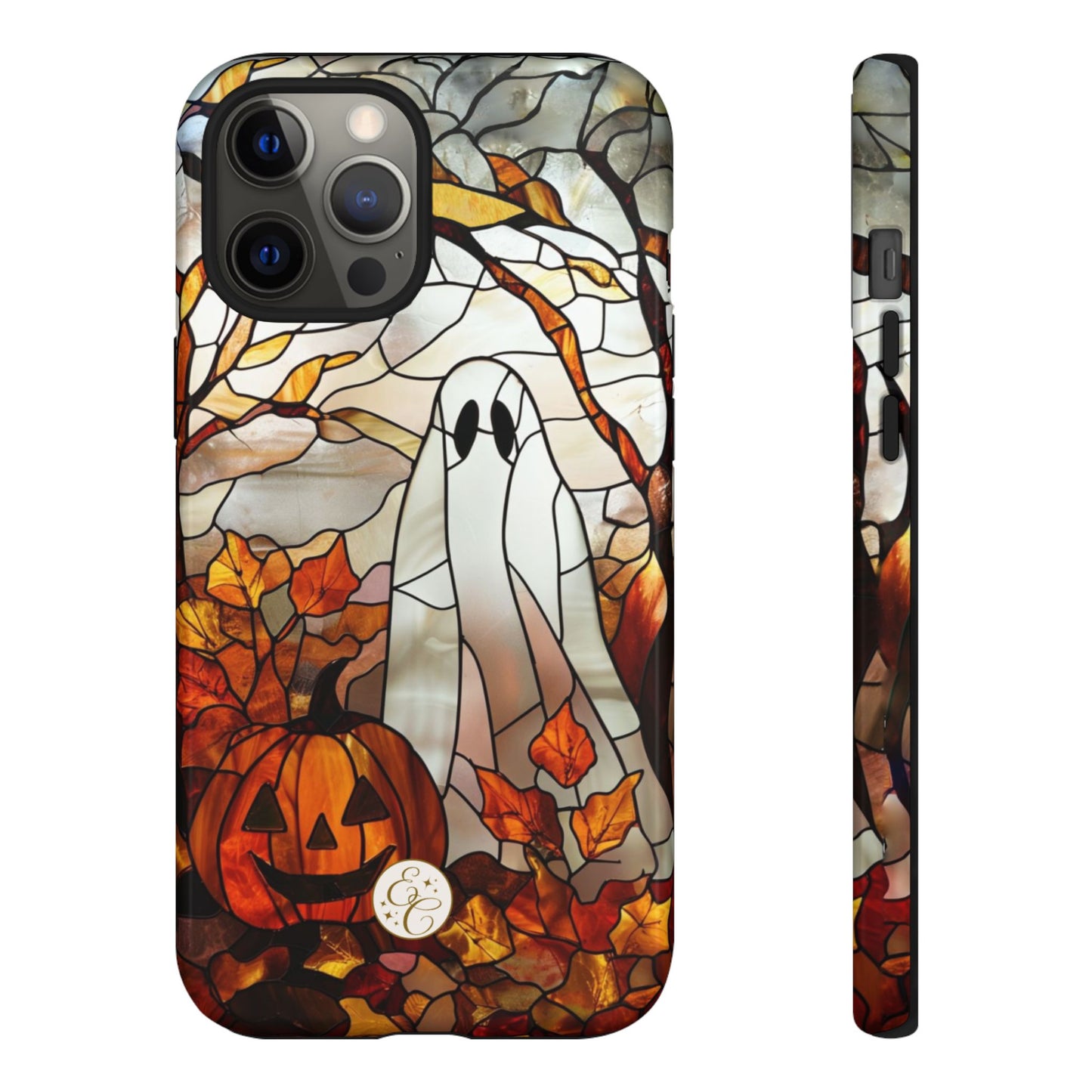 Halloween Ghost & Pumpkin Stained Glass Tough Phone Case