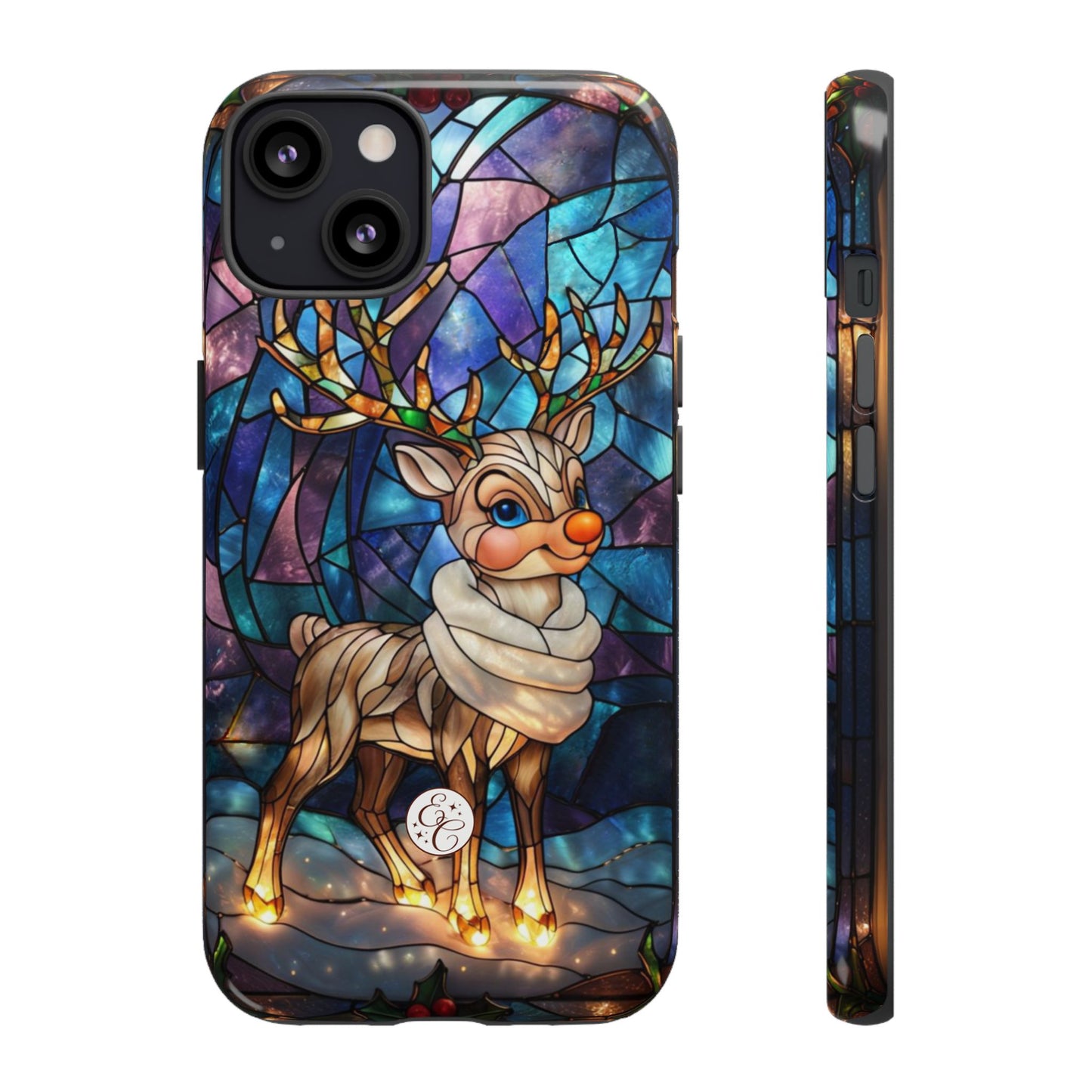 Cute Reindeer Stained Glass Tough Phone Case