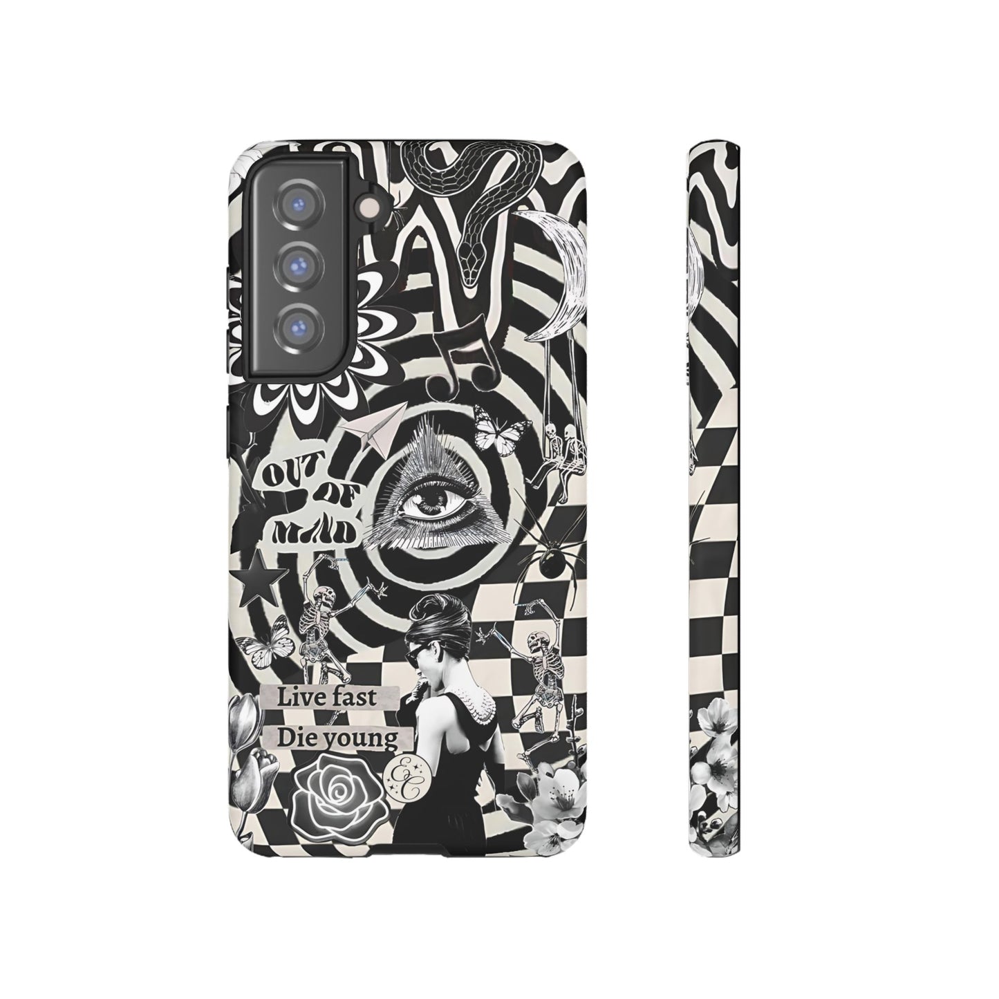 Black and White Psychedelic Art Tough Phone Case