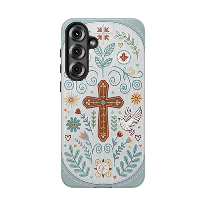Christian Cross Floral Tough Phone Case