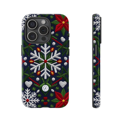 Snowflakes and Poinsettias Tough Phone Case